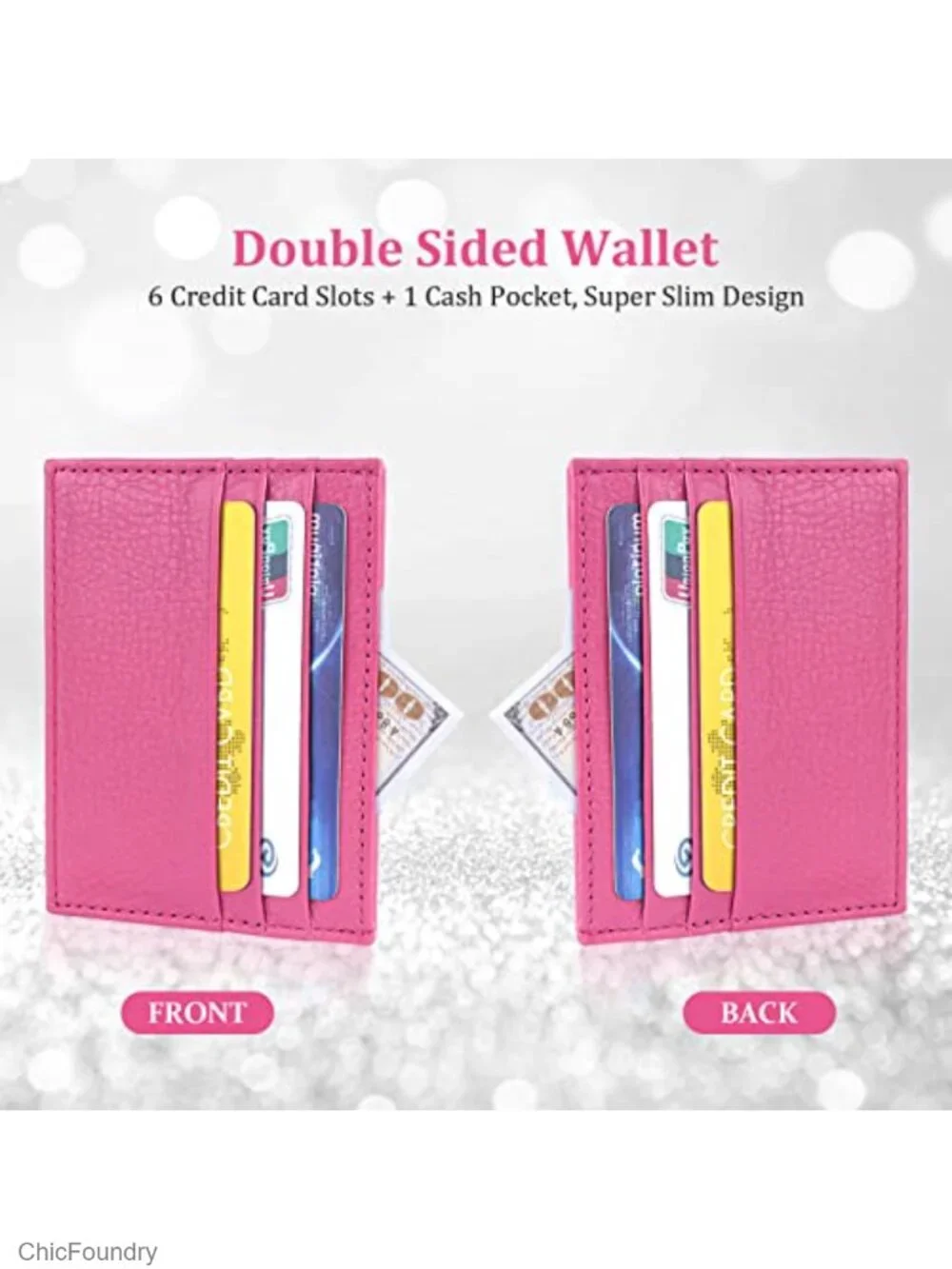 RFID Blocking Slim Leather Card Holder Wallet 6 Slots Cash Pocket Minimalist